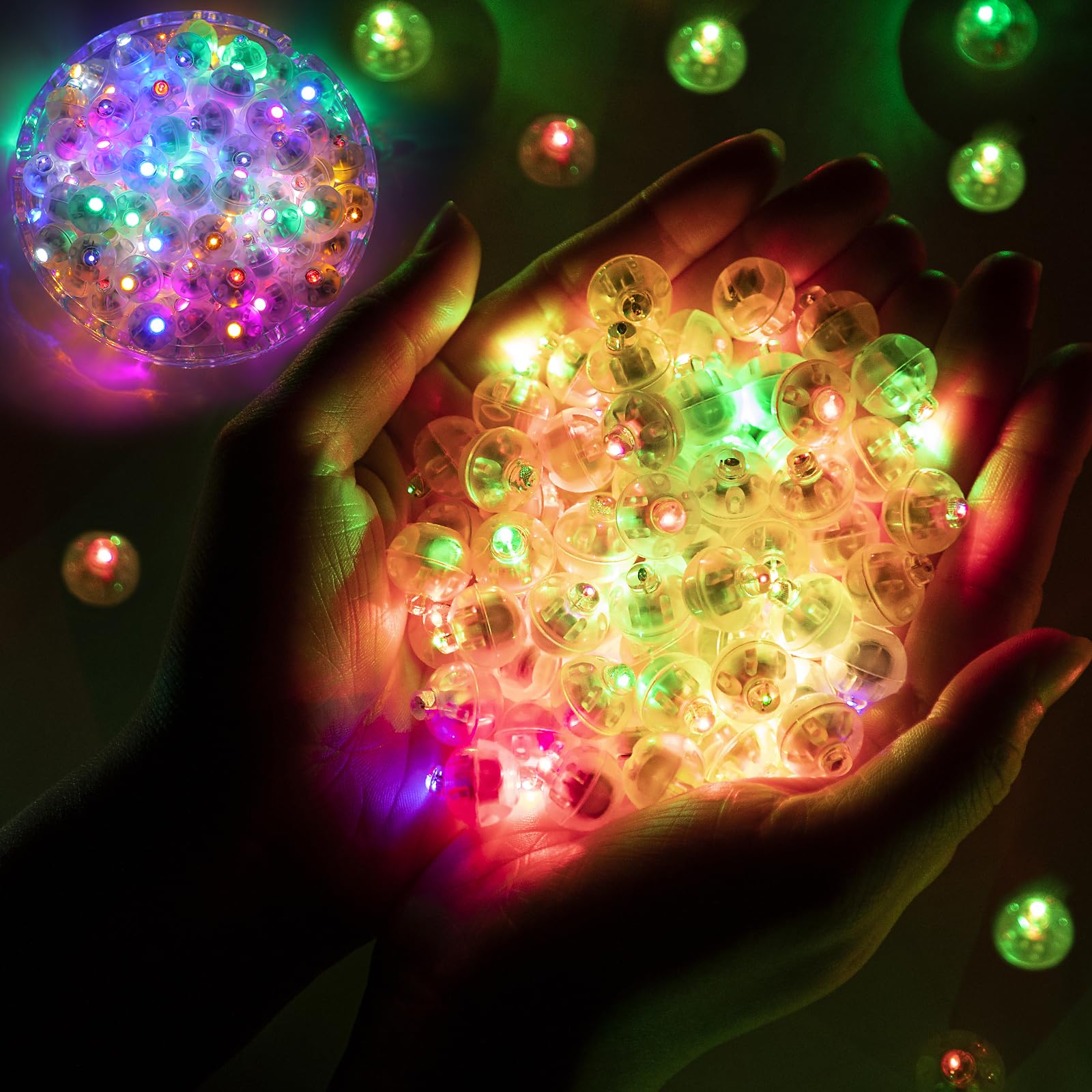 50pcs Balloon Lights Mini LED Lights Round Long Standby Time Ball Lamps for Birthday Party Christmas Halloween Decoration Rainbow Plastic Waterproof