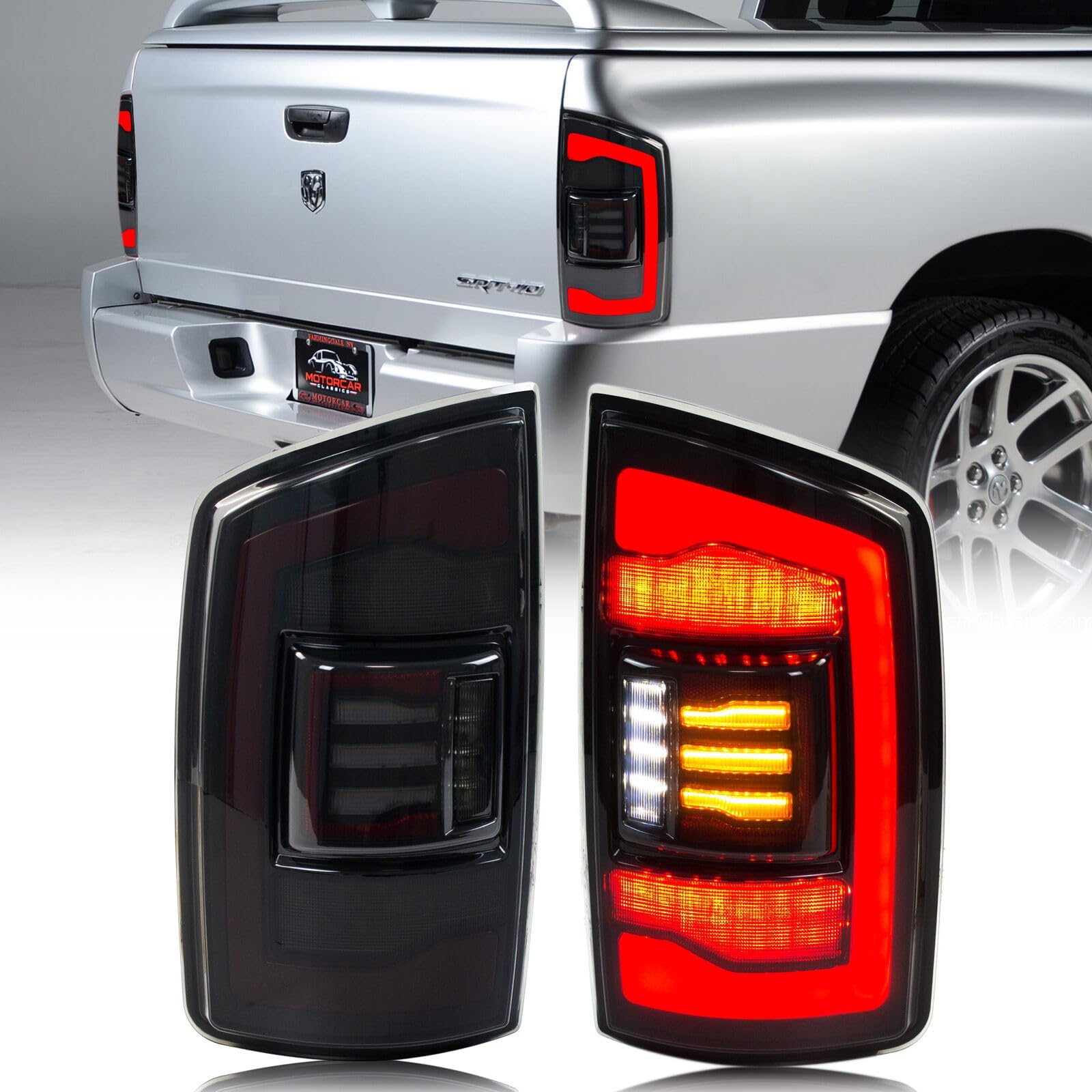 HCMOTIONZHCmotion LED Tail Lights Assembly For Dodge Ram 1500 2500 3500 2002-2006 Smoked Rear Lamps With DRL Animation & Sequential