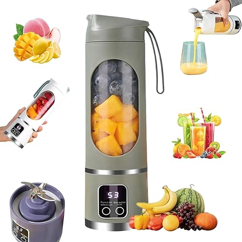 Miniatura 11 de Licuadora portátil, licuadora personal recargable por USB, exprimidor portátil de viaje de 15 onzas, licuadora, mezcladora, compacta, cómoda y
