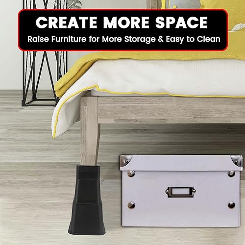 Miniatura 5 de Elevadores ajustables para muebles de cama, altura de 3,4,5,6,7,8,9 o 10 pulgadas, elevadores resistentes para sofá, mesa, silla, soporta hasta