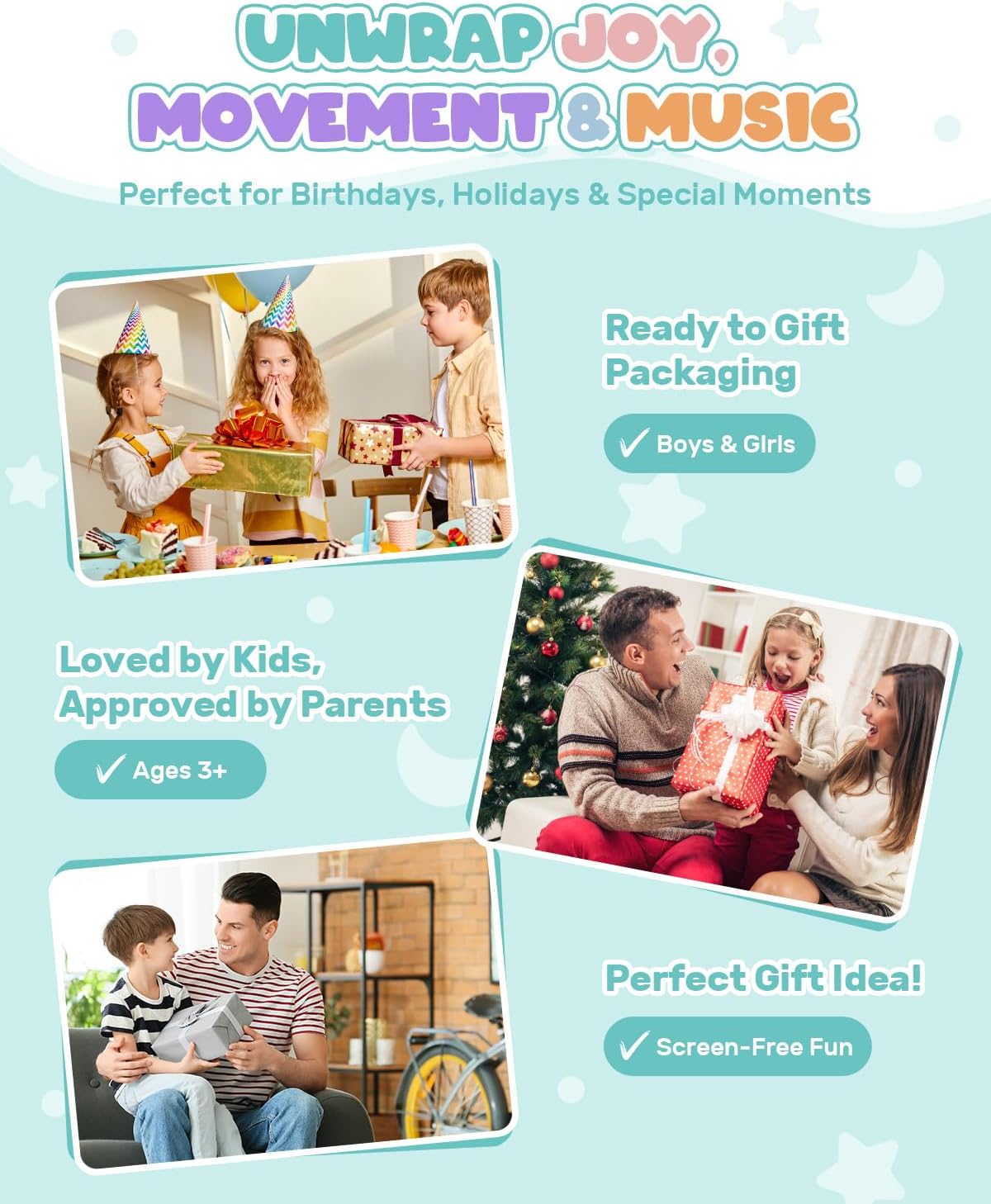 Holyton Upgraded Music Light-Up Stepping Stones for Kids, 5-Pack Sensory Balance Toys with Batteries, Non-Slip Design, for Ages 3–8, Ideal for Sensory Training, Indoor & Outdoor Play, Great Gift Idea