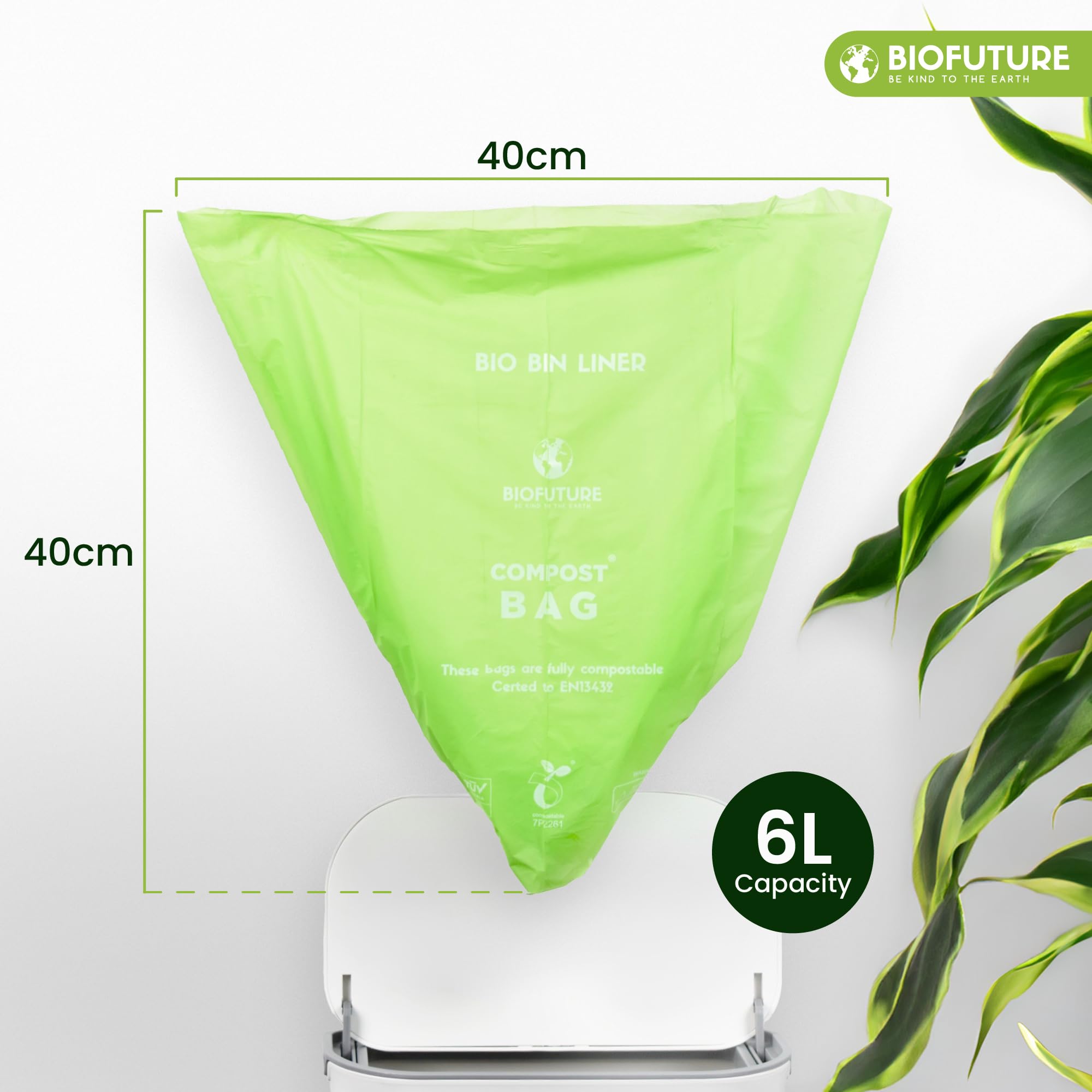 Bolsas de basura biodegradables de 6 L, bolsas compostables para residuos de alimentos y alimentos, bolsas de basura verdes certificadas EN13432 para residuos de alimentos y reciclaje (150
