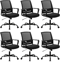 Vista 17 de CLATINA Silla de oficina, ergonómicas de respaldo medio, silla de computadora de malla rodante con soporte lumbar ejecutivo y diseño de altura Negro