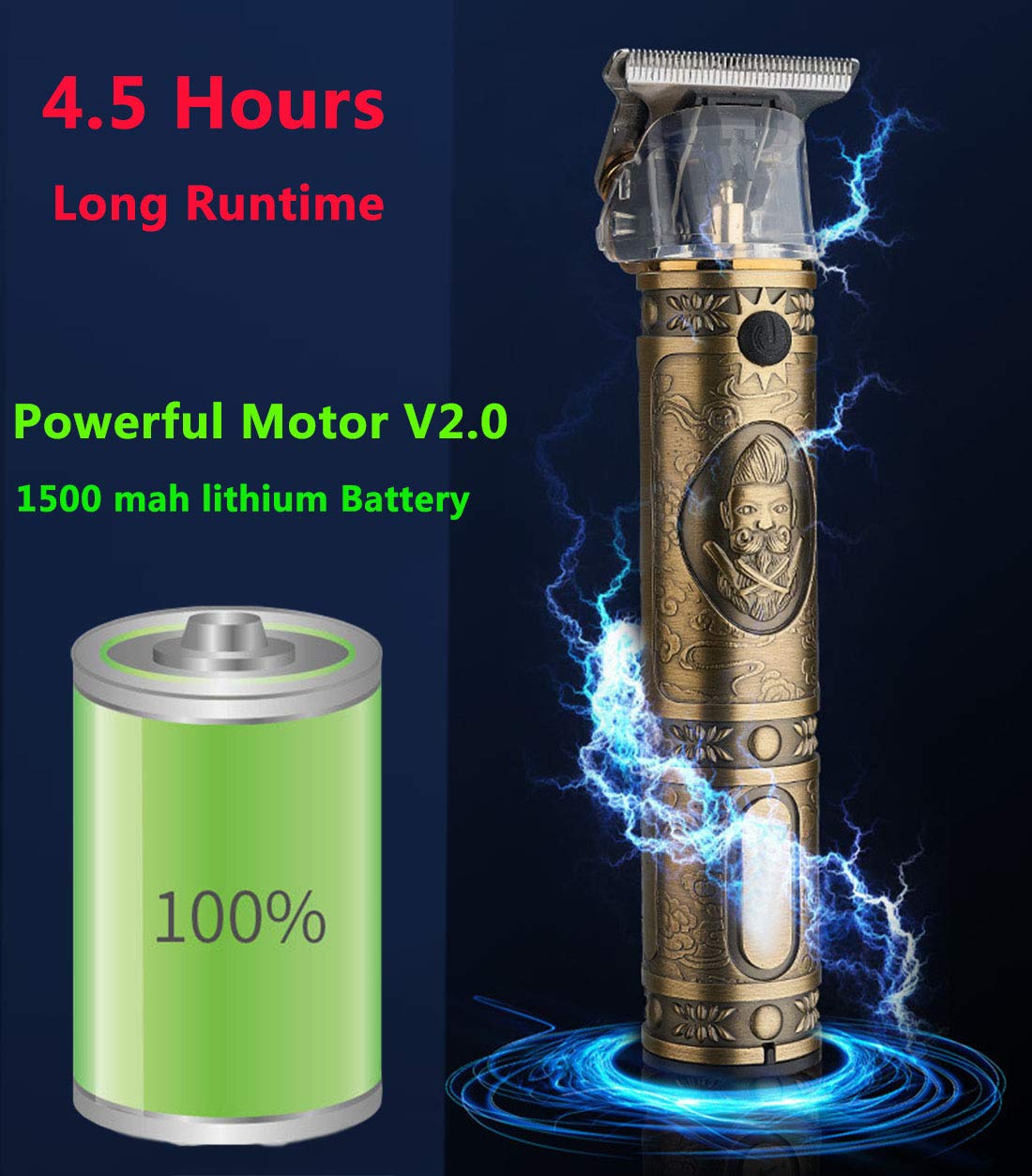 Hair Clippers for Men Professional Cordless T-Blade Beard Trimmer, Zero Gapped Head Shaver Kit, Powerful Motor Clippers for Hair Cutting, Long Run Time