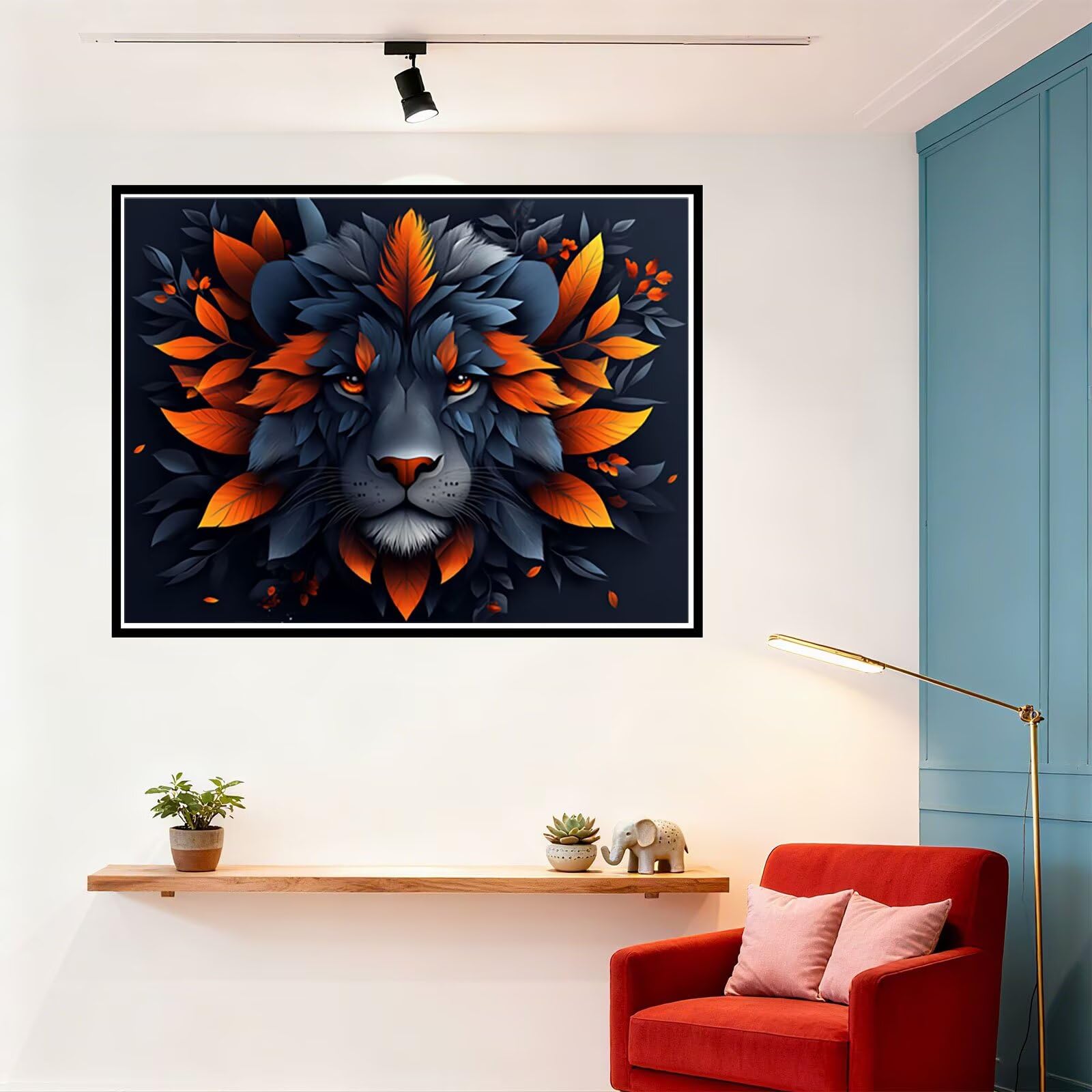 Peinture Numero Adulte Automne Coloriage par Numero Adulte Lion DIY Paint by Numbers, avec Pinceaux Peinture Loisir Creatif Enfant Numéro D'art Cadeau Femme, Pour Decoration Maison 60x80cm H - 869