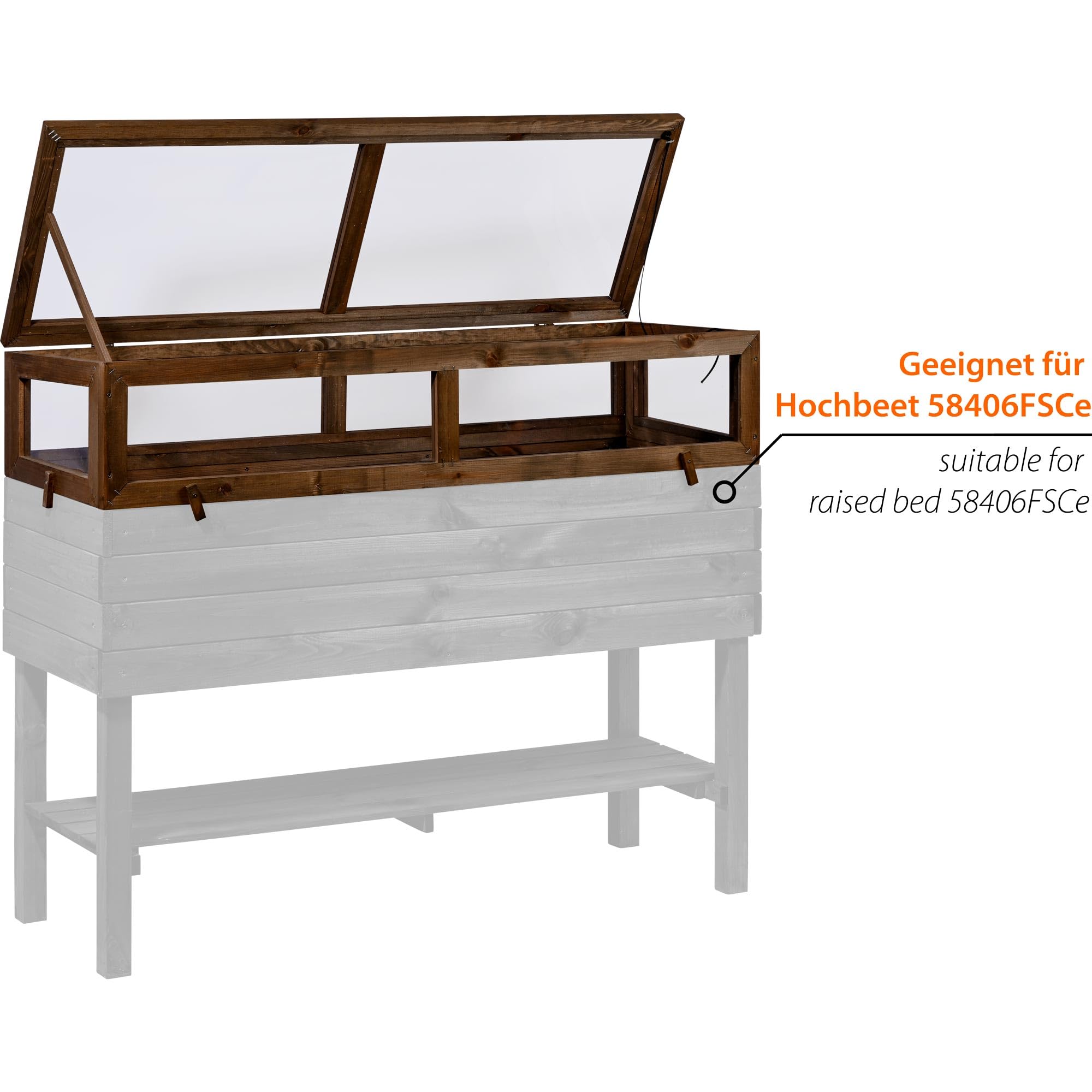 dobar® Accesorio de semillero para bancal Elevado, Color marrón Oscuro, 117 x 40 x 24,5 cm, Pino