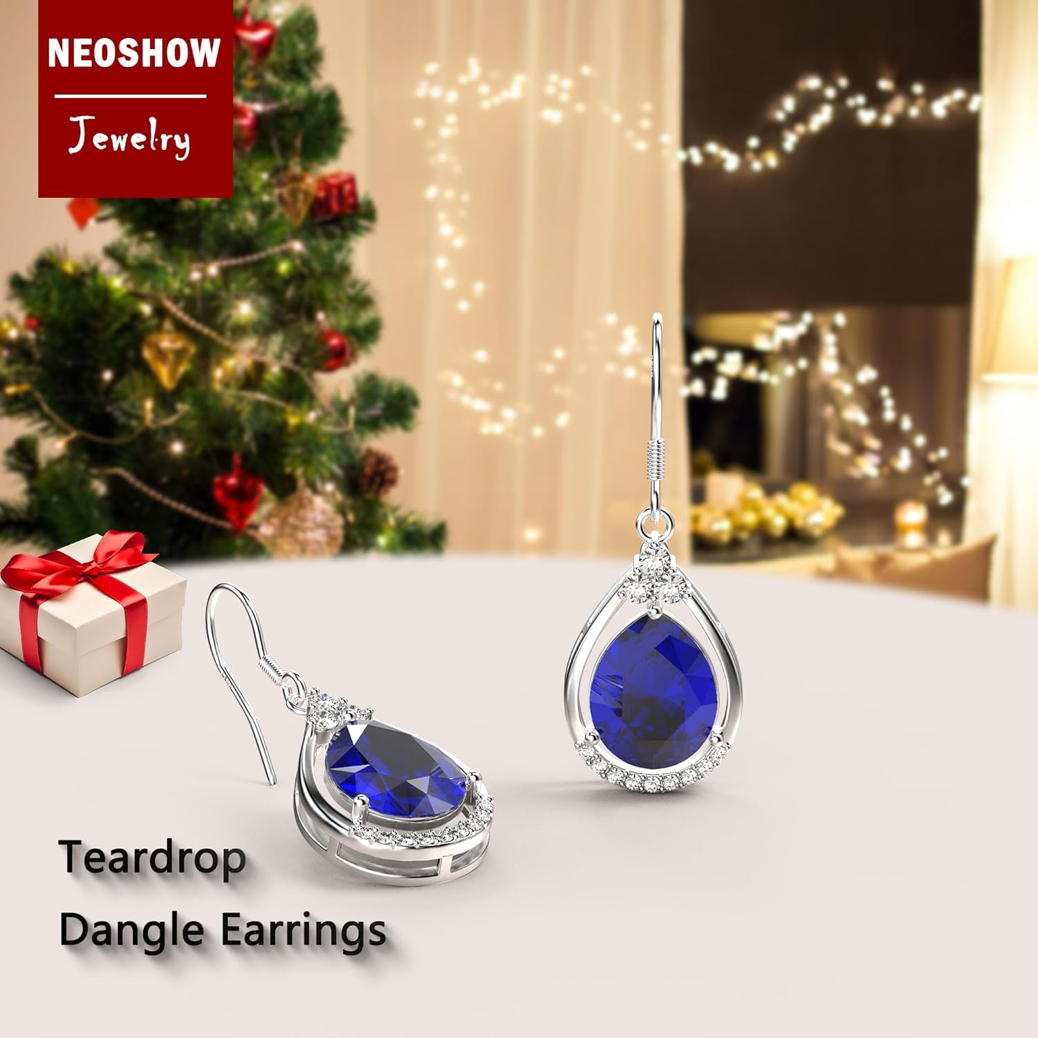 18K White Gold Plated Sterling Silver Teardrop Cubic Zirconia Drop Dangle Earrings for Women Pear Cut CZ Diamond Dangle Earrings Hypoallergenic Jewelry - Image 6