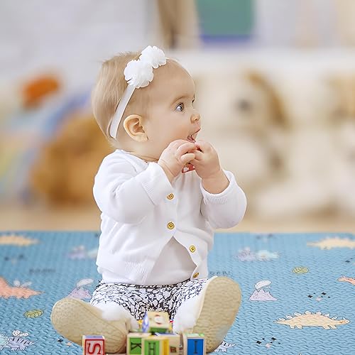 Miniatura 6 de Tapete de juego para bebé, tapete plegable lavable de 50 x 50 pulgadas, tapete de juego antideslizante para bebés y tapete de juego plegable para