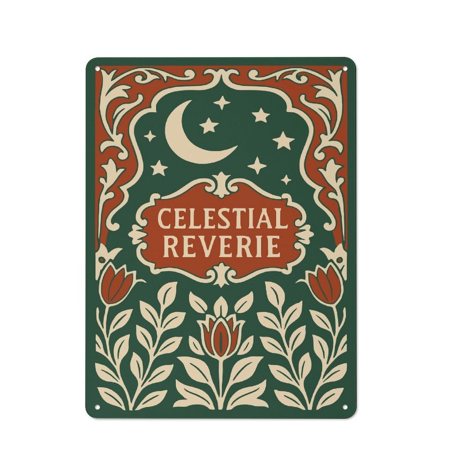 Junmoney Style Celestial Reverie Art Nouveau Illustration Metal Wall Plaque, Home Decor Sign For Washroom, Small Wall Space Or Hallway, Fun Gift For Friends And Family, 40X30cm