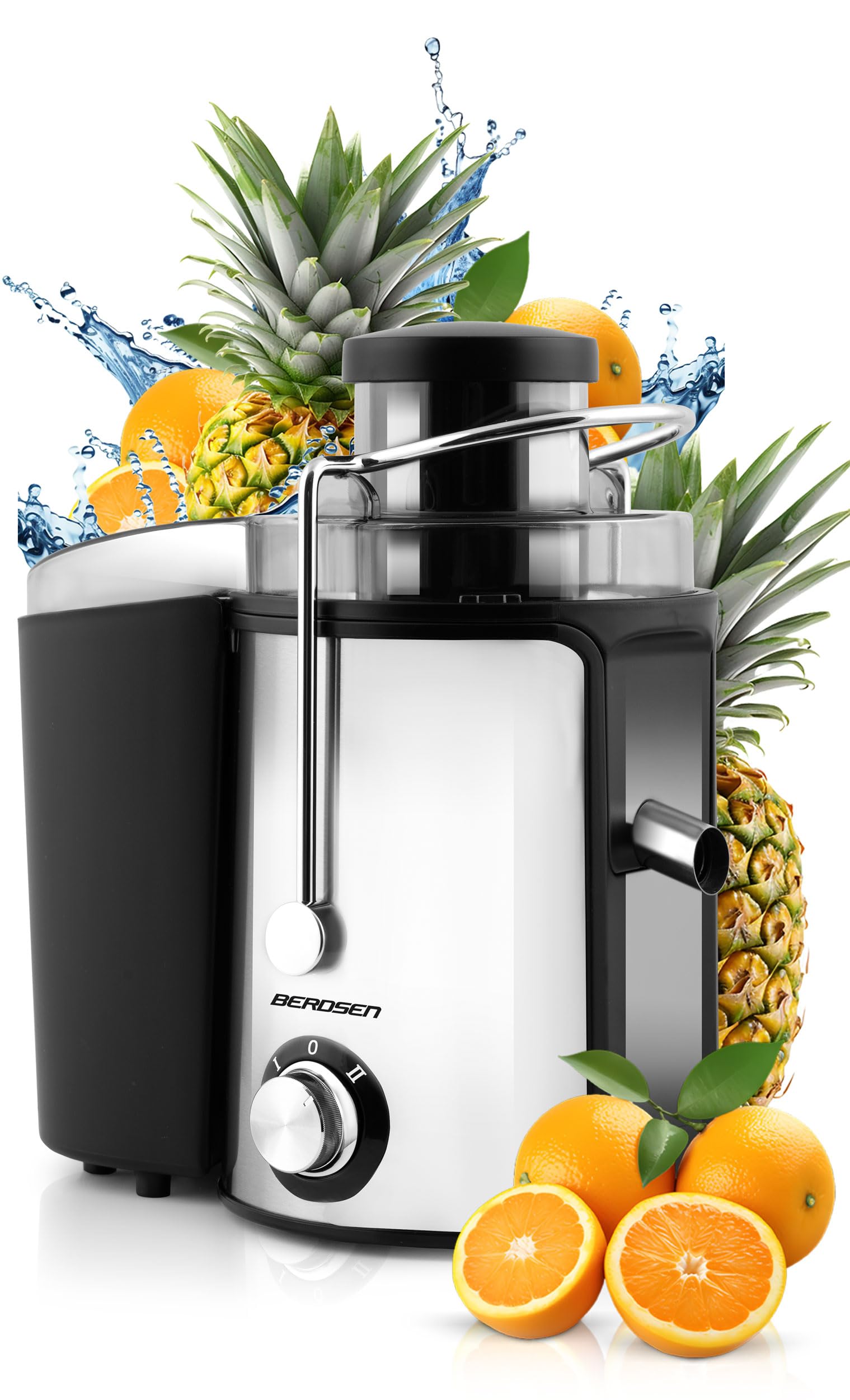 Berdsen - Exprimidor - Para frutas y verduras - Recipiente de 500 ml sin BPA - Máquina de zumo - 600 W - Hoja de acero inoxidable - 12000-13000 rpm - Exprimidor - Exprimidor - Acero inoxidable