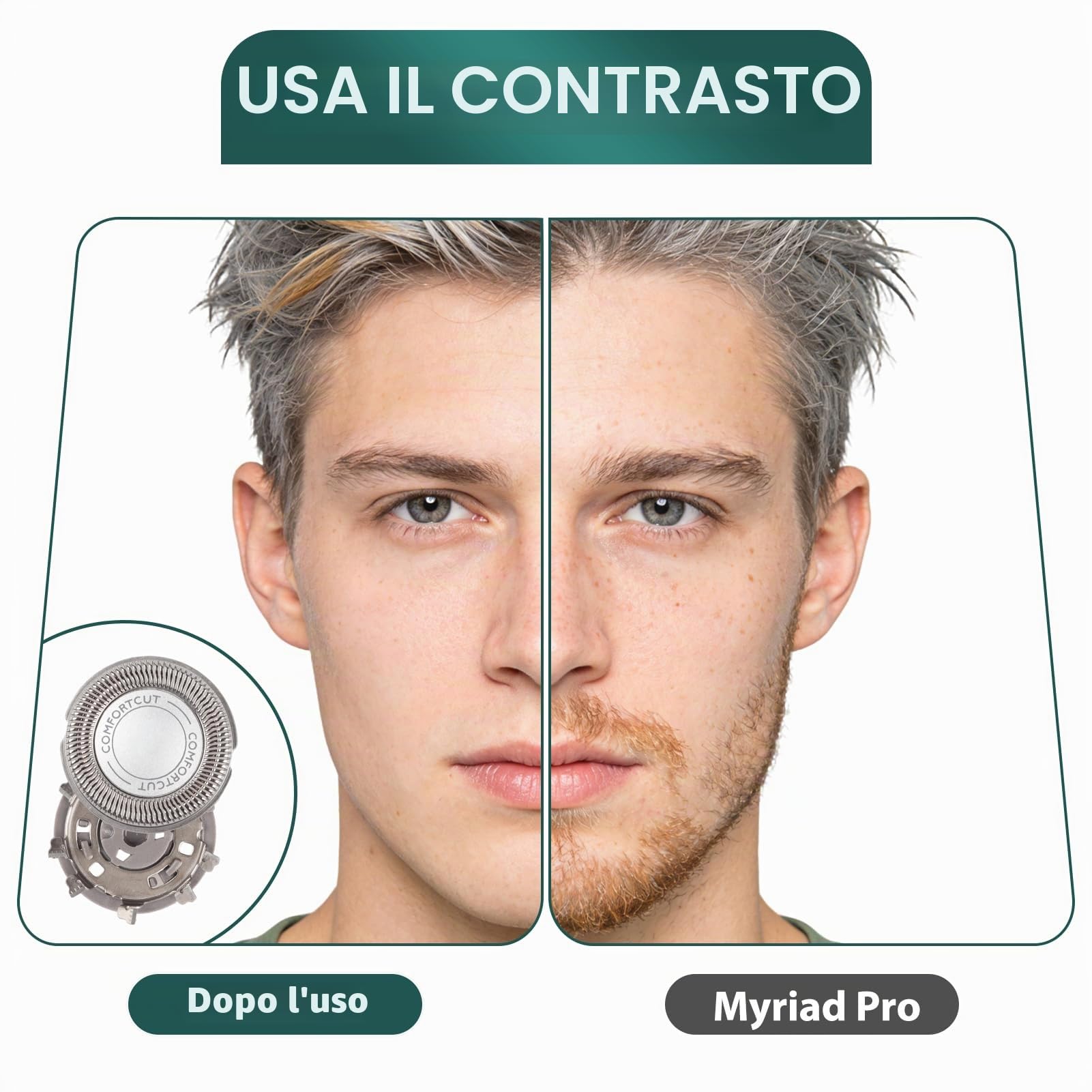 Testine di ricambio SH50/52 per rasoio compatibile con Philips Serie 5000, ricambio di lame lavabili per S5000, compatibile con modelli rotondi, rasatura morbida e precisa, esclude la custodia P