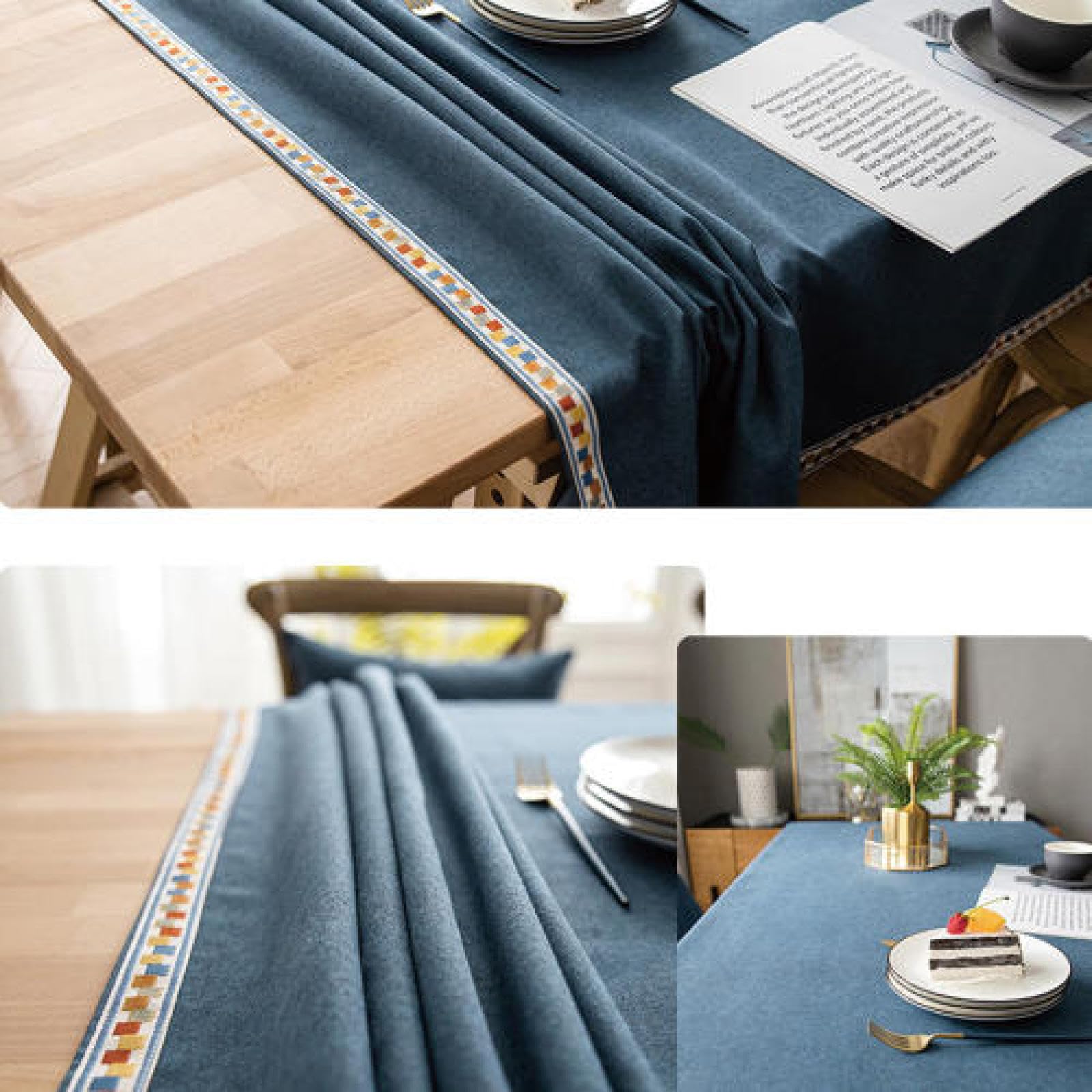 Manteles Mesa Antimanchas Impermeable Algodón y Lino Transpirable Nórdico o para Cocina Comedor Marrón 140 × 160cm
