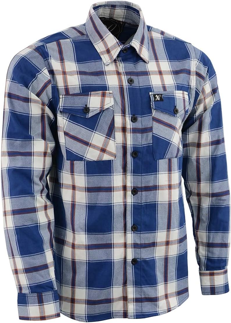 Milwaukee Leather Mens Mng11645 Men's Blu/Wht/MRN Long Sleeve Flannel