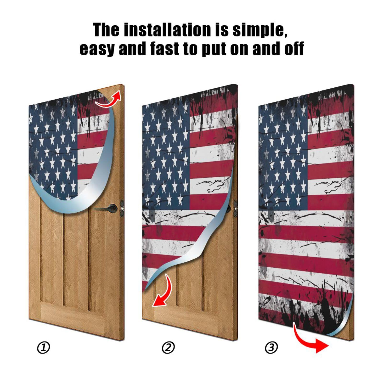 FLildon American Flag Door Cover Decoration, Party Accessory Porch Decor for Festive Ornament Room Door Covers 36 x 98 Inch