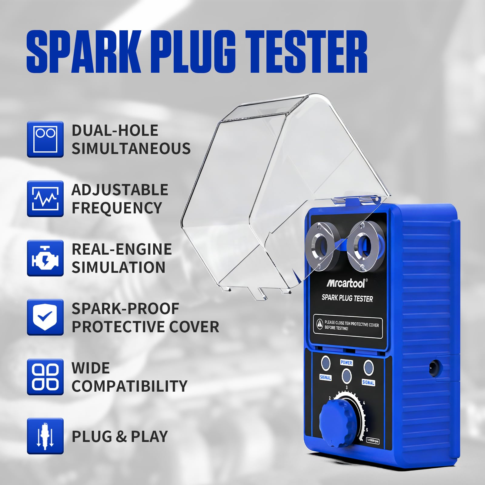 MRCARTOOL - Tester per candele di accensione, 220 V, tester di accensione per auto, con doppio foro regolabile, per veicoli da 12 V