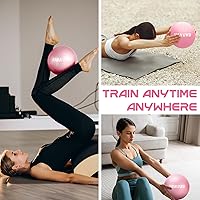 Vista 5 de Pilates Ball, 9 Inch Small Exercise Mini Soft Workout Yoga Ball with Exercise Guide, for Home Gym Yoga, Pilates, Core Training, Workout, Balance