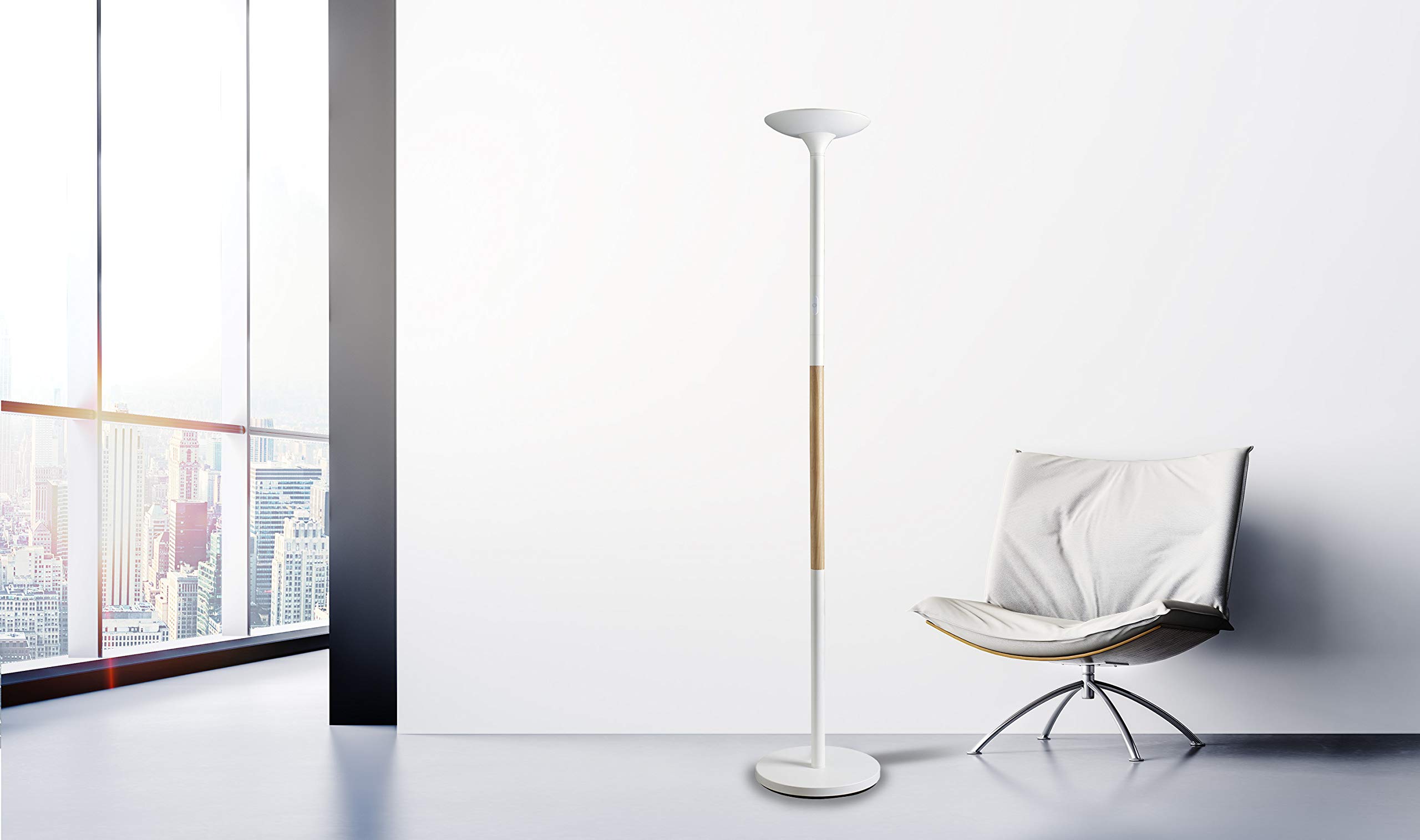 Unilux 400110157 Foco LED al techo pryska en madera y con ledes de 40 vatios, Incorporado con regulador de intensidad táctil para 3 lichtintentsitäten Blanco