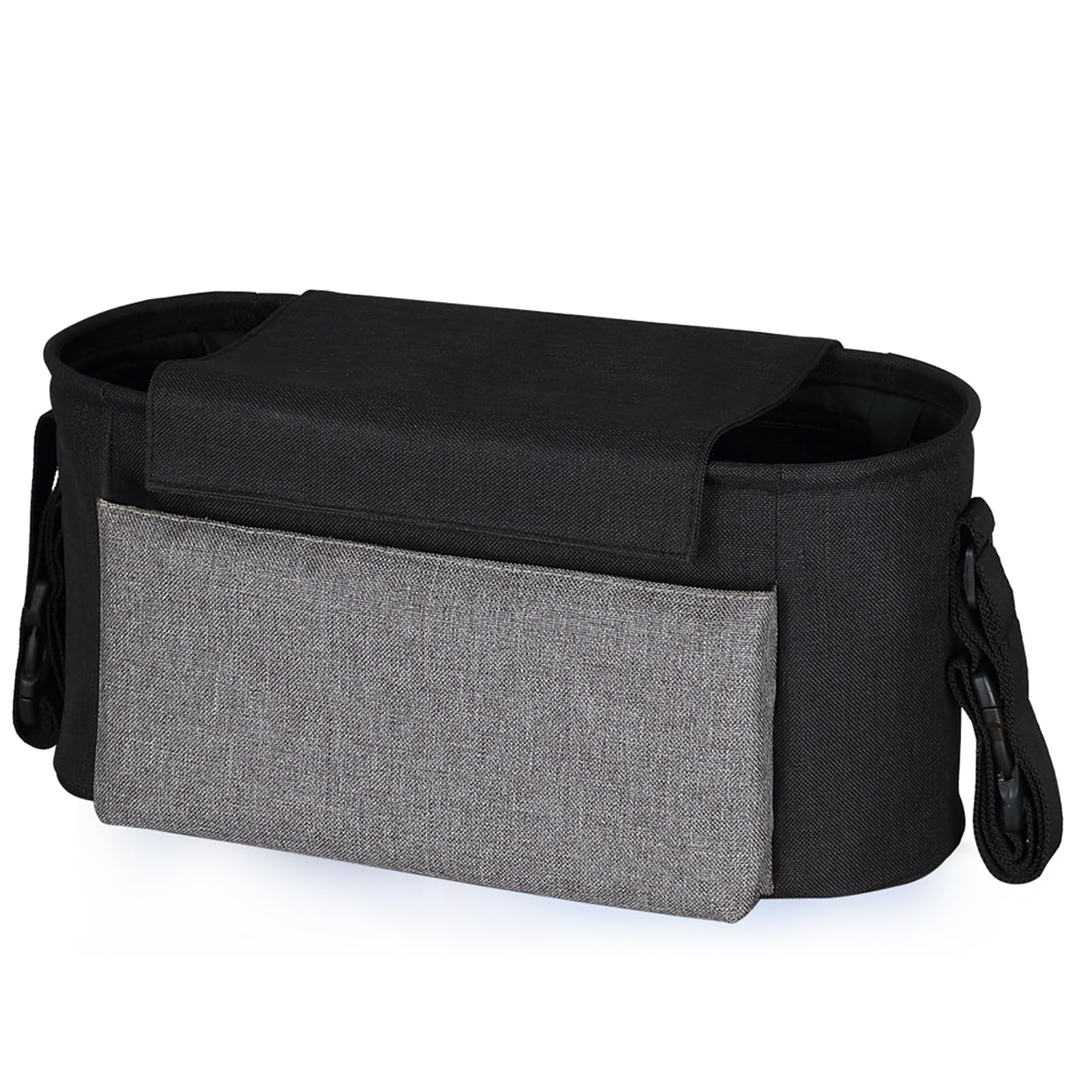 Stroller Organizer Bag Waterproof Diaper Bottle Storage with Shoulder Strap for Mom Dad Large Capacity Cup Holder Black for Outdoor Activities