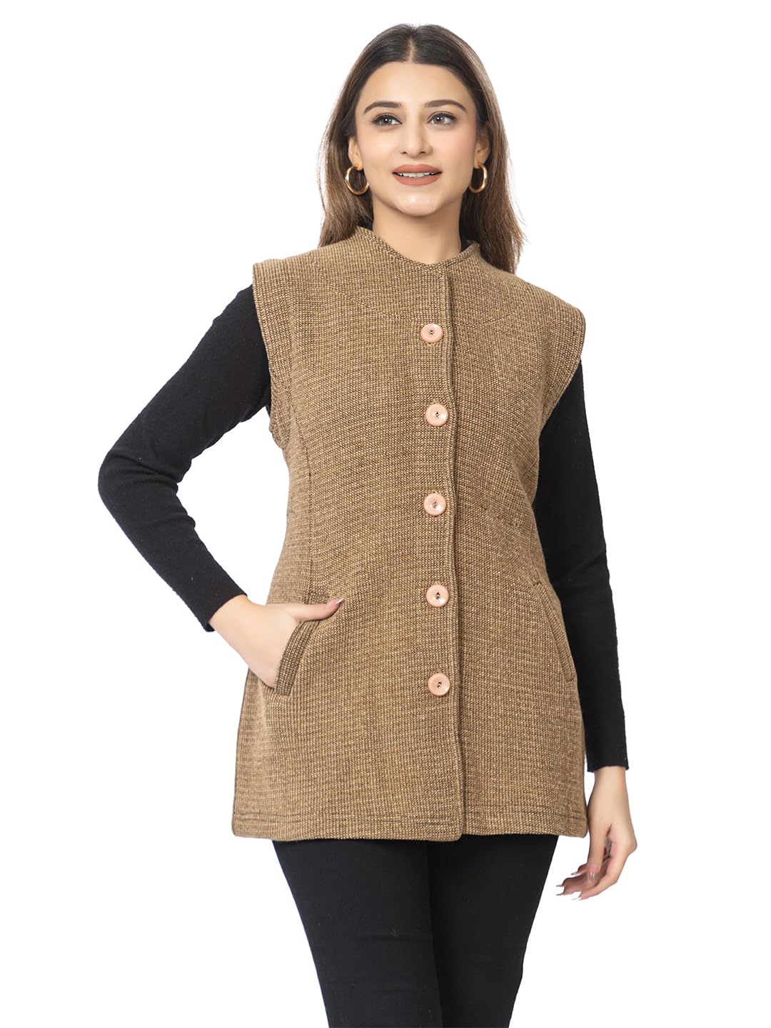twenty me Winter Wear Acrylic Blend Solid Sleeveless Women Waist Coat/Jacket-picture-30