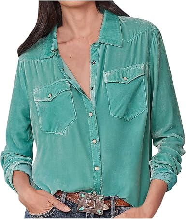 Women Vintage Button Down Shirt 