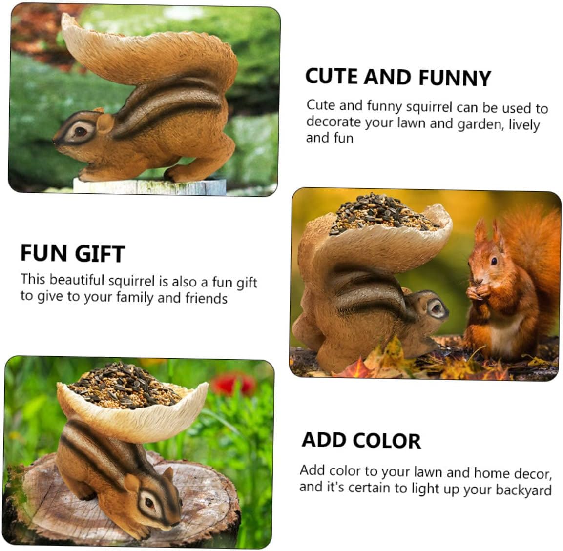 1pc Lifelike Squirrel Feeder Decor Realistic Resin Animal Figure for Garden Landscaping and Home Decoration Safe for Boys and Girls Holiday