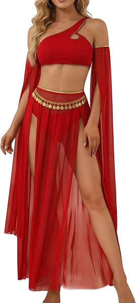 4 Piece Oriental Dance Costume for Women Exotic Oriental Dancer Outfit Dance Top Festival Costume S-XXL - 1