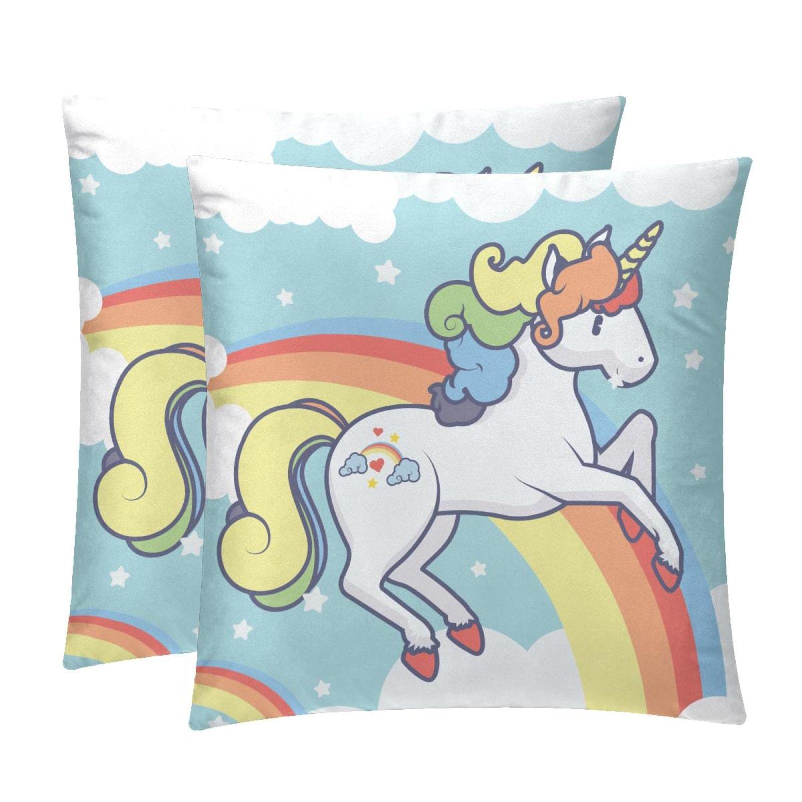 Housse de coussin lombaire douce motif licorne multicolore pour canapé
