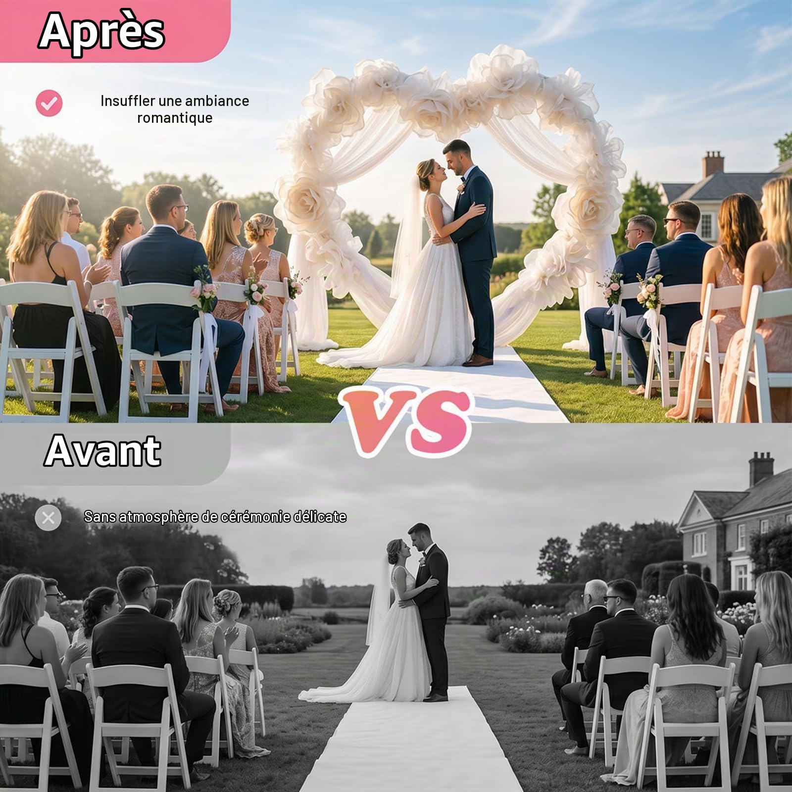 Kit d'arche de ballons en forme de cœur, arche de mariage en métal, 2.6 m, kit d'arche de ballons en forme de cœur, cadre de vigne pour décoration de fond de photo de mariage, d'anniversaire