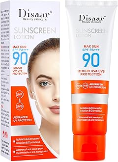 Sunscreen Lotion SPF 90 PA+++ Sweatproof UVA/UVB Protection Waterproof Moisturizing Skin 50ml / 1.69fl.oz