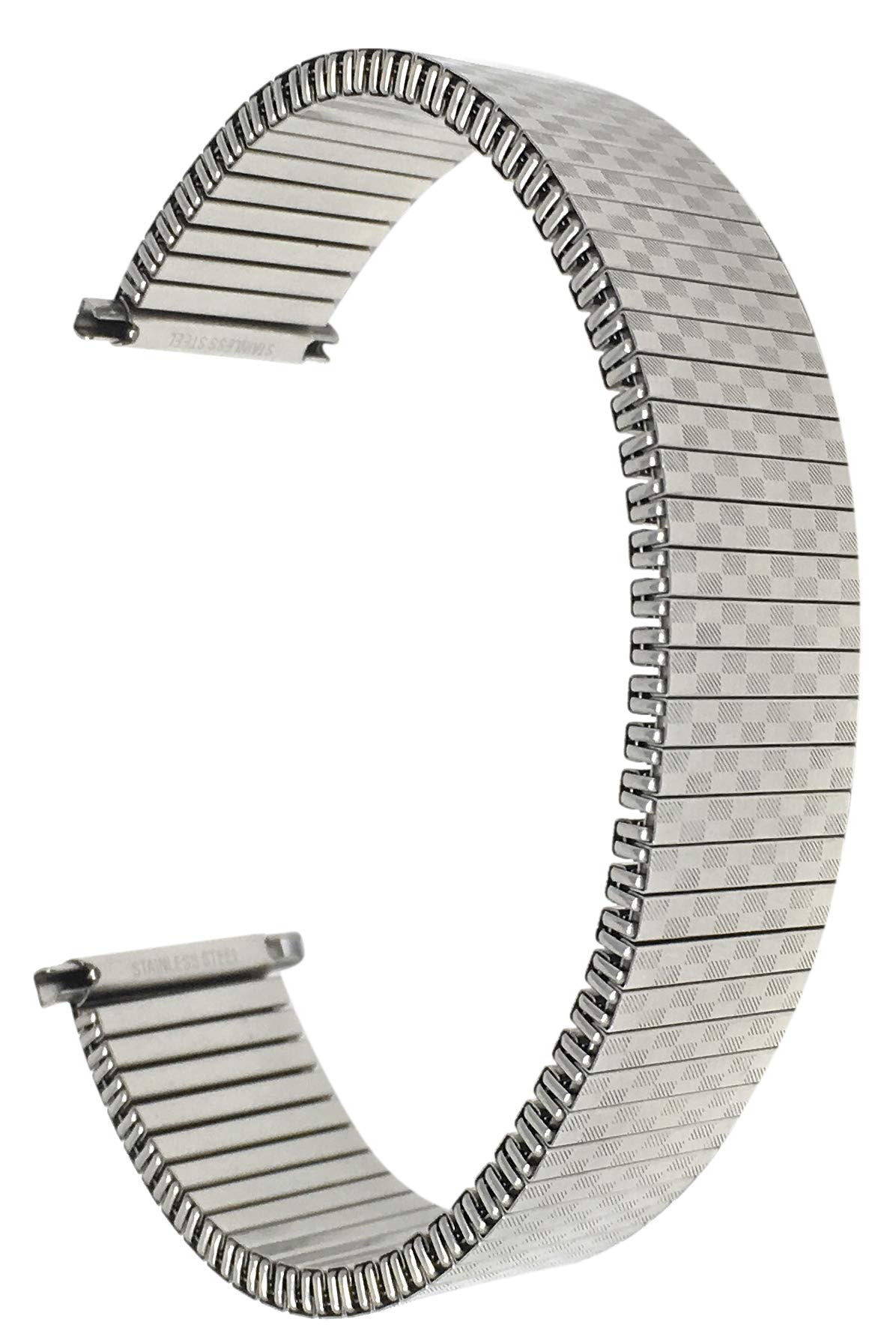 Bandini 13mm Silver Tone Stainless Steel Stretch Watch Strap for Women, Straight End, Metal Expansion Watch Band, No Buckle