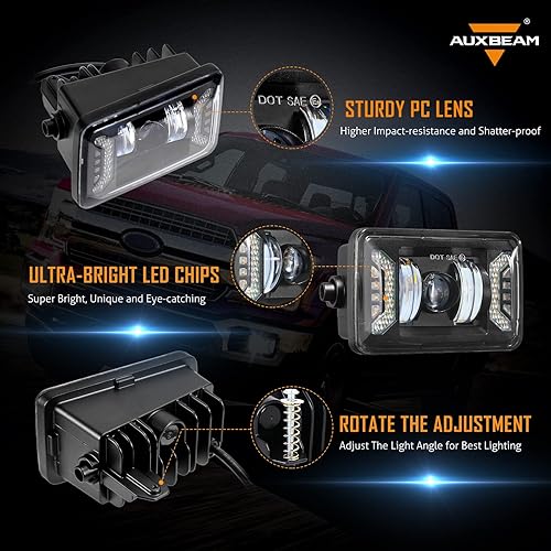 Miniatura 3 de Auxbeam 2023 Actualización de luces antiniebla LED con DRL + luz de señal para Ford F150 2015-2020, 4 pulgadas, luces antiniebla de conducción