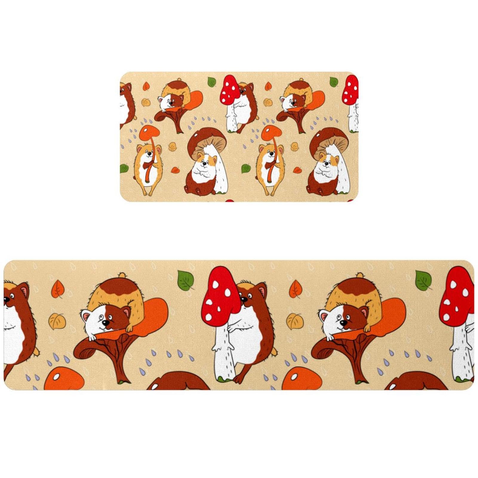 Tapis de cuisine lavable pour buanderie et couloir motif mignon lot de 2