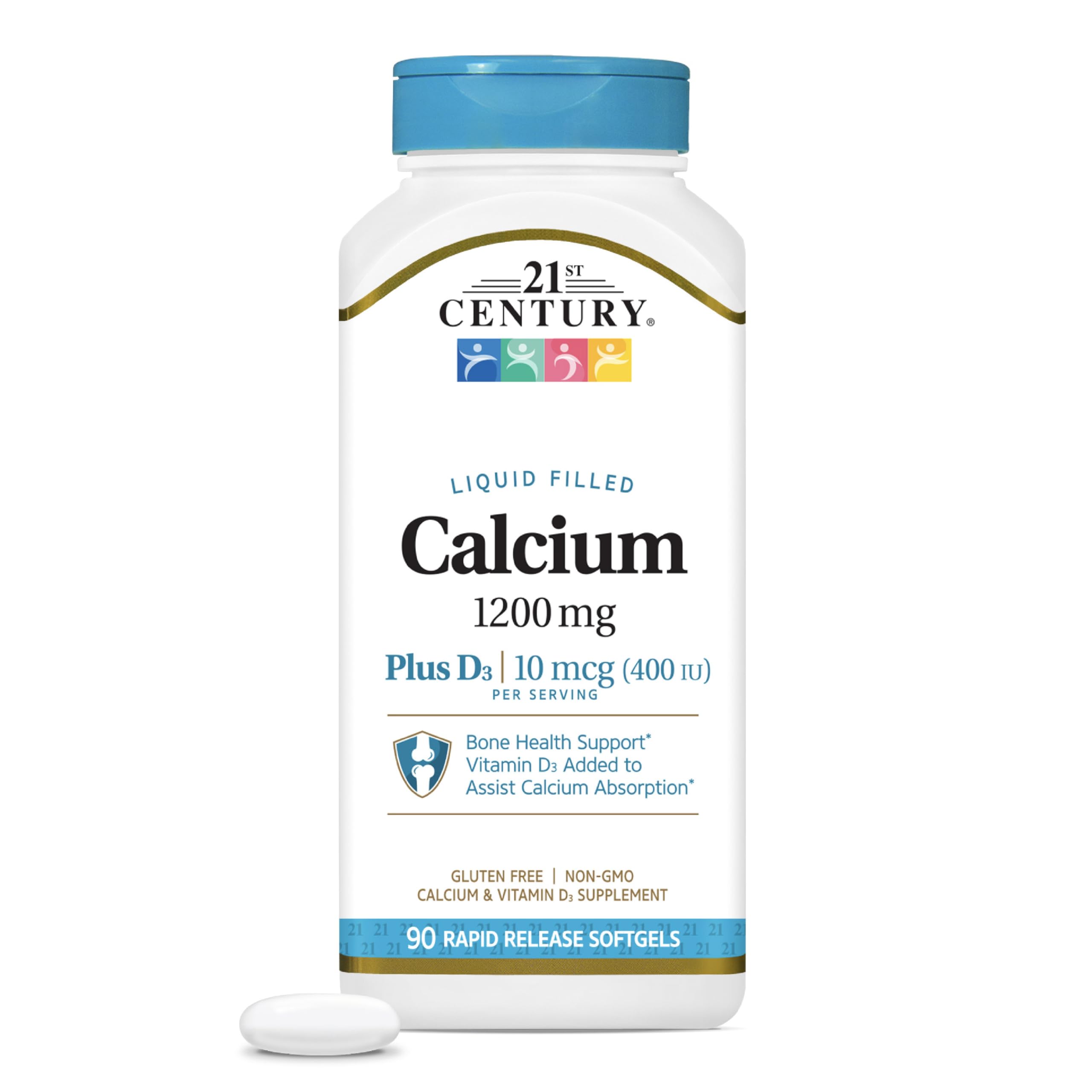 21st Century Calcium Plus D3 Liquid Filled Softgel, 1200 mg, 90 Count
