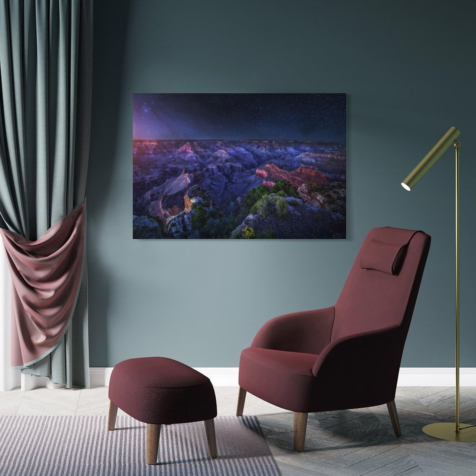 Junmoney Grand Canyon Night Hanging Wall Art 20x30inch(50x75cm), for Lounge, Bedroom Or Personal Spaces, Home Decor Gift with Stylish Appeal