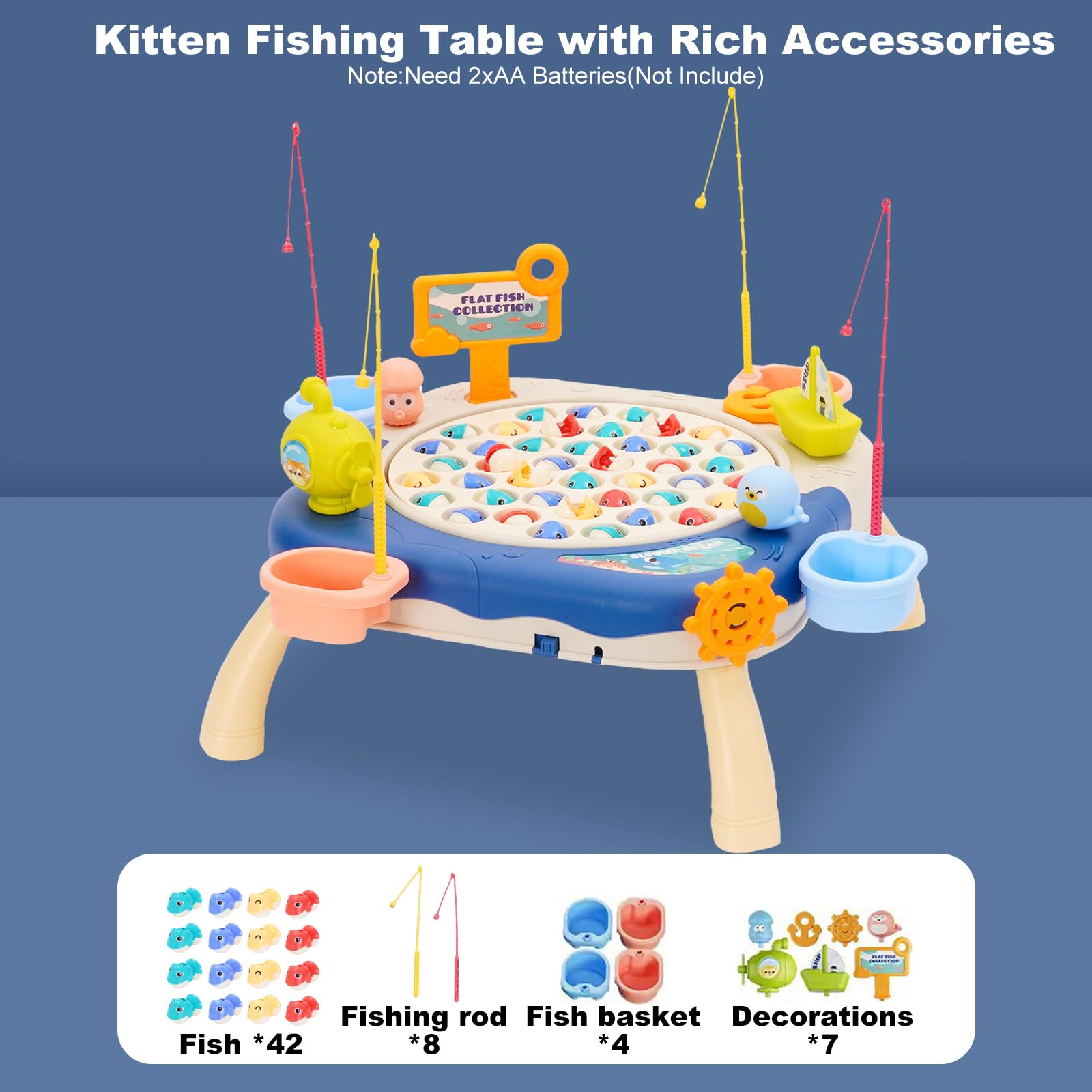 Gioco di Pesca con Pesci Magnetici per Bambini,Set di Giocattoli Musicali da Pesca, con 45 Pesci e 8 canne, Gioco Magnetico educativo per Bambini da 3 Anni in su