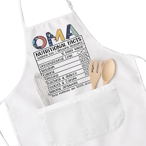 Miniatura 3 de POFULL Delantal de cocina Oma con bolsillo Oma Hornear Delantal de cocina OMA Decoración de cocina