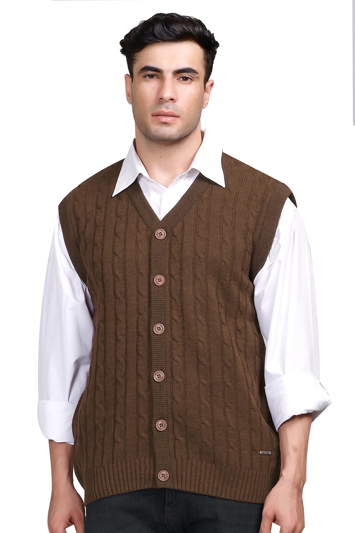 V Neck Cardigans for Men - Woolen Sleeveless Sweater for Man Winter Wear-image-47
