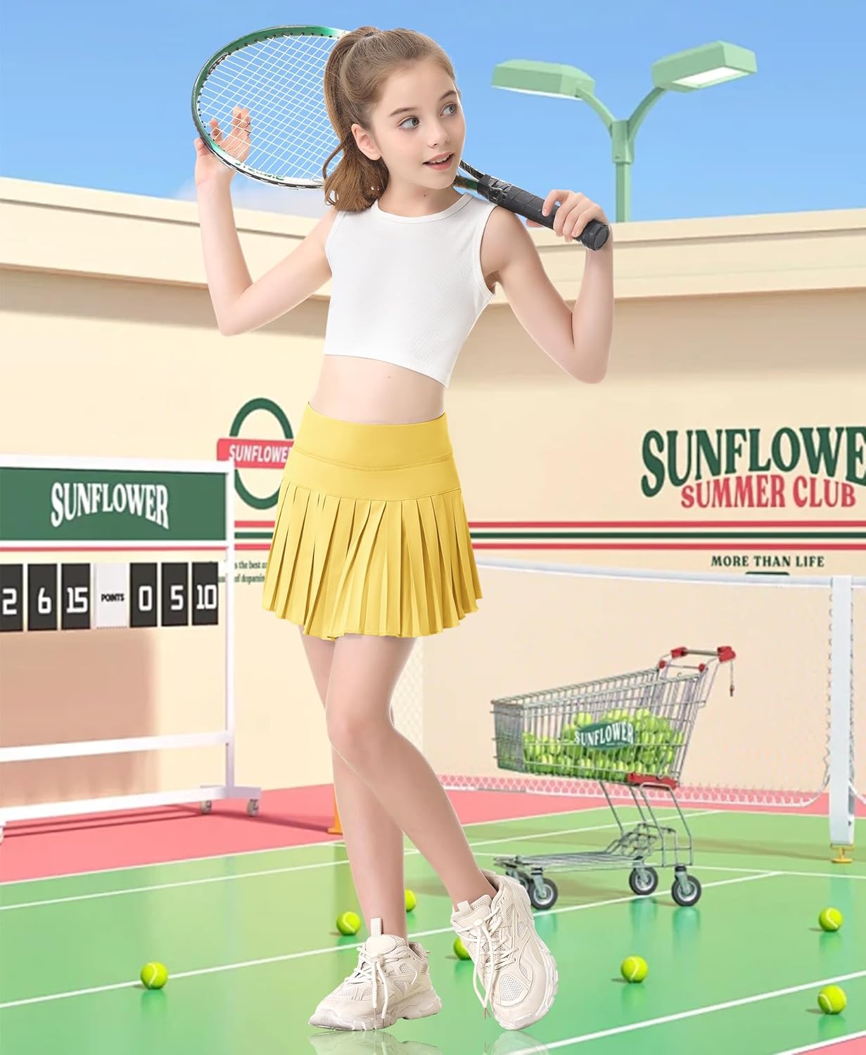 QooNoo Girls Skorts Tennis Skirts for Girls Pleated Athletic Skirt with Pockets Toddler High Waist Cheer Skirt Built-in Short - Image 5