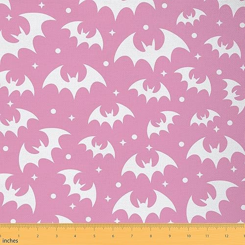 Miniatura 1 de The Yard - Tela rosa de Halloween de 1 yarda para niños, diseño de murciélago rosa, impermeable, tela para exteriores para niños y niñas, tela de