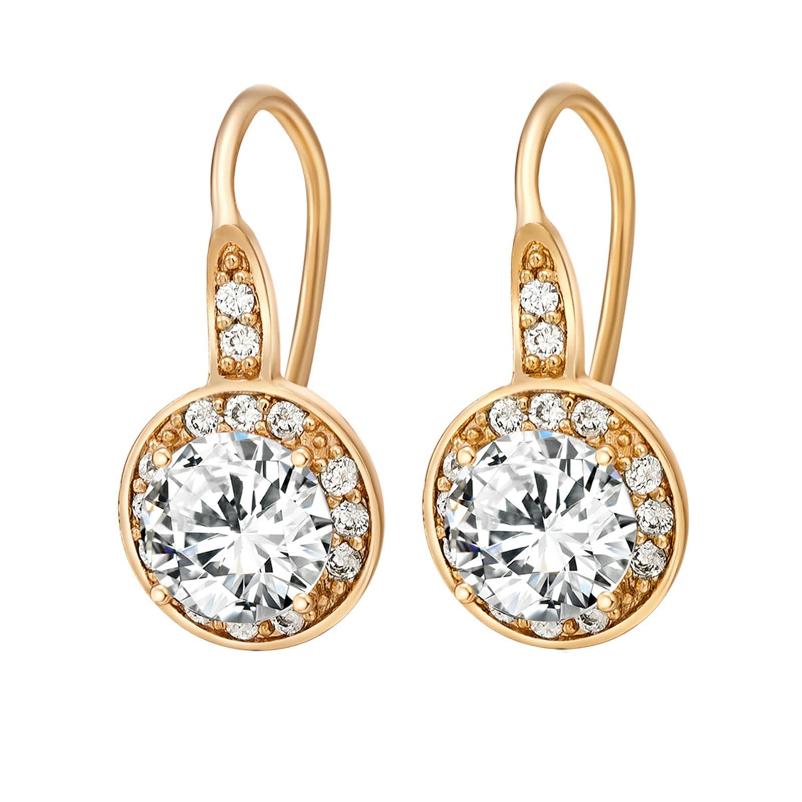 AMDXD Pendientes de oro 375 de 9 quilates, clásicos pendientes con moissanita, oro amarillo de 9 quilates, moissanita, pendientes pequeños