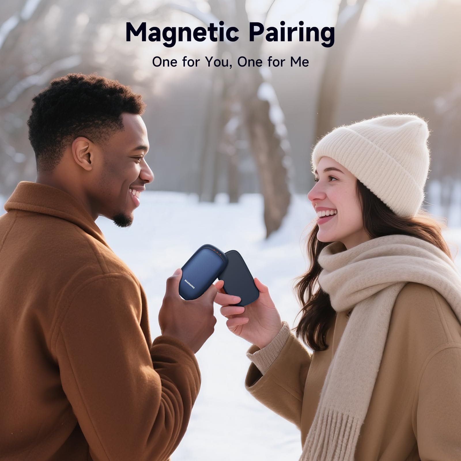 Scaldamani elettrici ricaricabili – Confezione da 2 scaldamani magnetici tascabili con chip AI, attrezzi da caccia portatili, riutilizzabili per l'inverno, idee regalo per uomini, donne