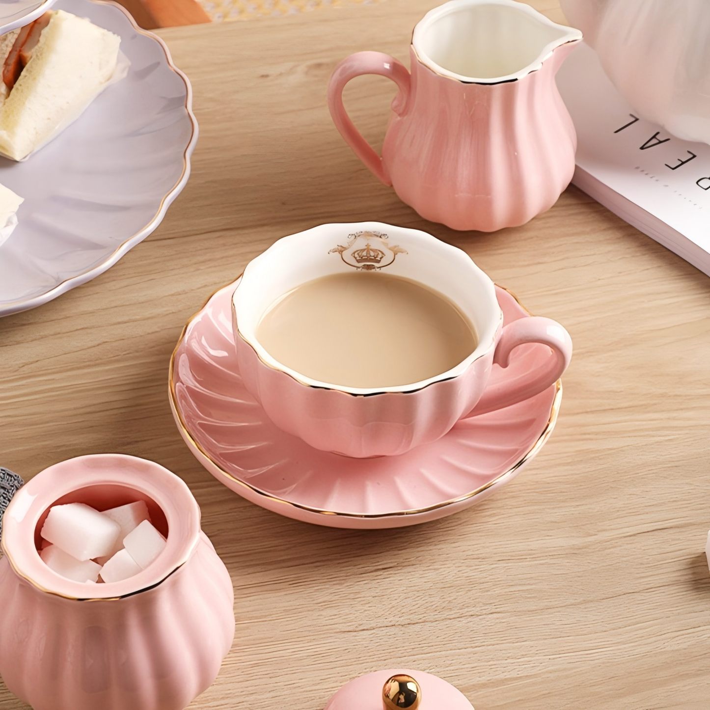 Sweejar Porcelain Tea Sets British Royal Series, 8 Oz Cups