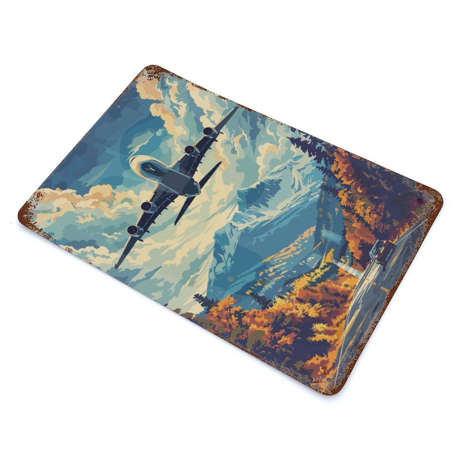 A380 Plane Illustration Vintage Metal Tin Sign 11.8"x7.9", Ideal for Cafe, Home Bar And Lounge Decor