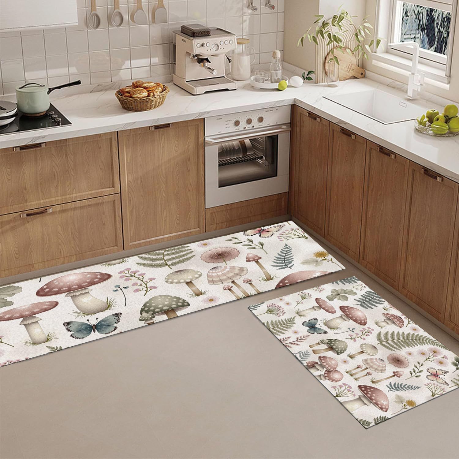 Alfombras y tapetes de cocina con ilustración de planta de dos piezas para comedor