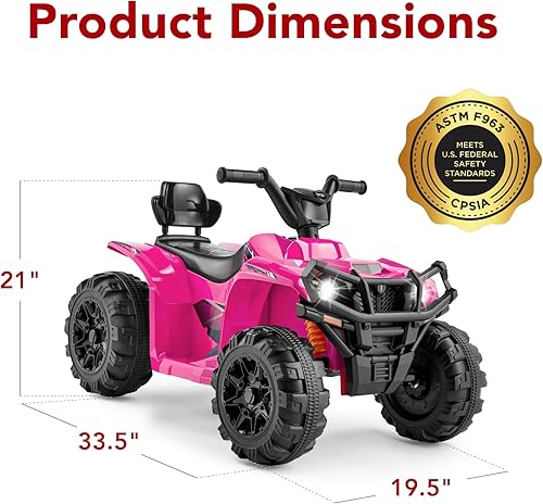 Miniatura 7 de Best Choice Products ATV eléctrico de 12 V para niños, juguete de 4 ruedas con audio Bluetooth, velocidad máxima de 2.4 mph, neumáticos con pisadas,