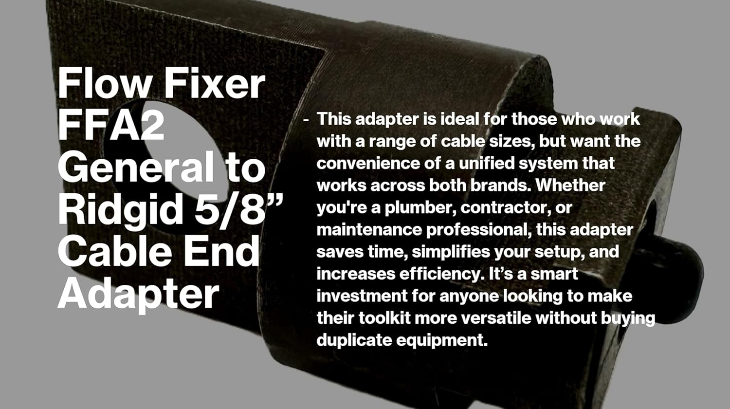 Auger Adapter FFA2 – Compatible with General to Ridgid Drain Cleaner, Converts General Slotted Cable Ends to Fit Ridgid Models K40, K50, K375, K380, K400 &K3800 with 5/8" Cable Ends (Not Cable Size)