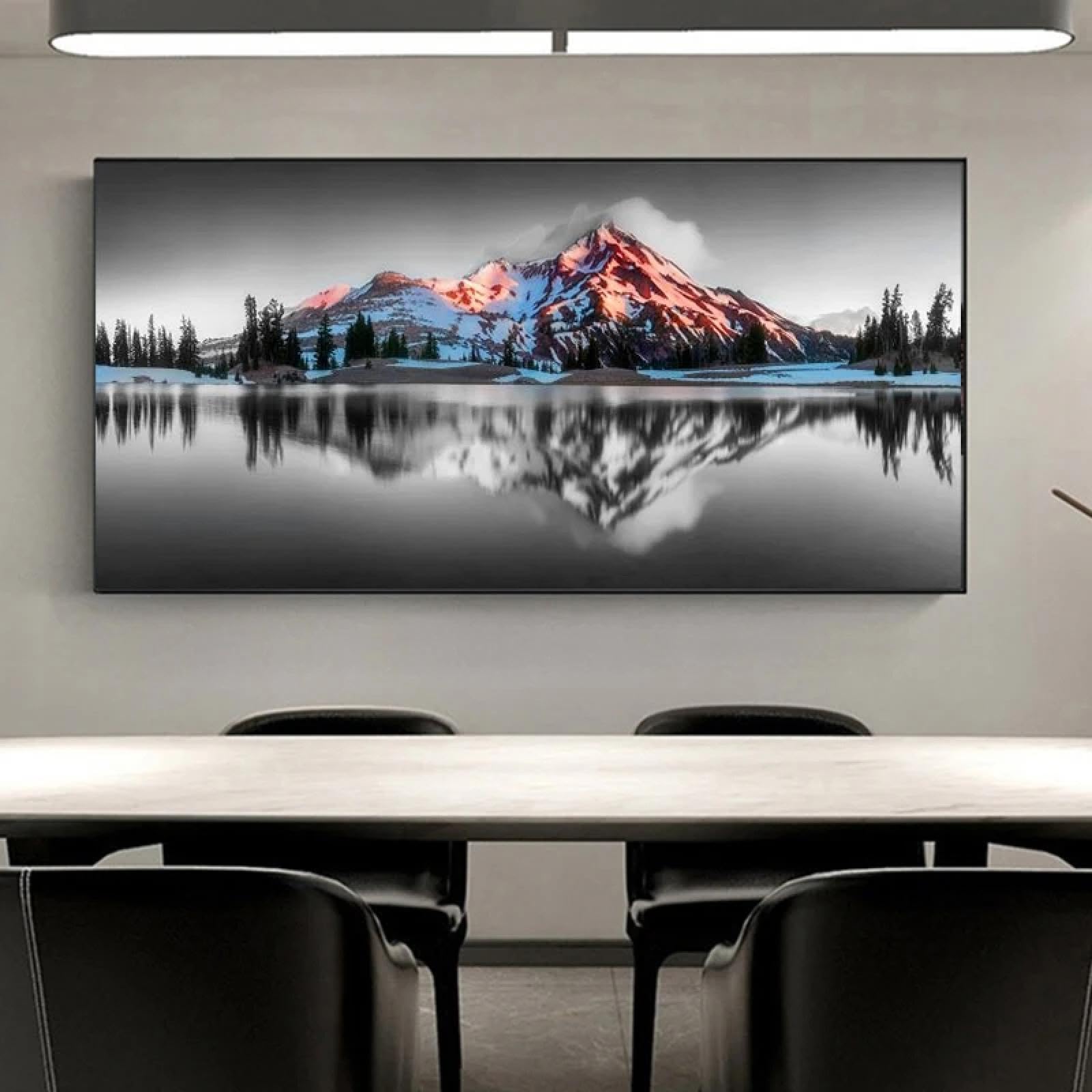 Peinture paysage Islande coucher de soleil - Décoration murale salon style scandinave