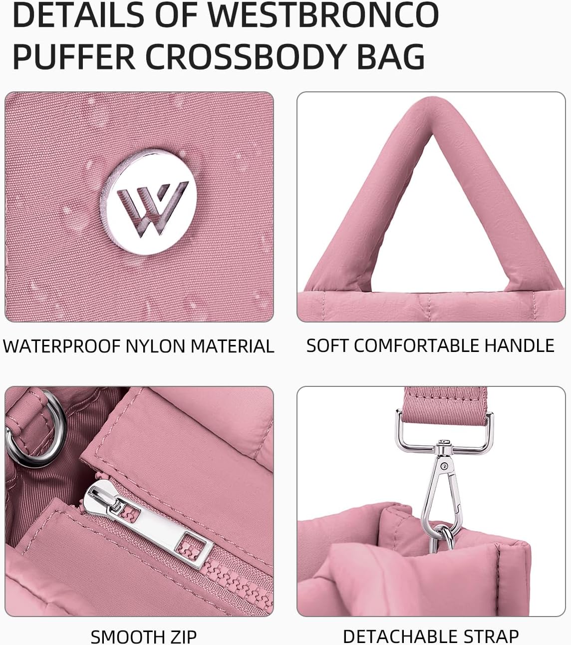 WESTBRONCO Puffer Crossbody Bags for Women Quilted Tote Bag Puffy Weekender Overnight Bag Nylon Shoulder Handbag - Image 5