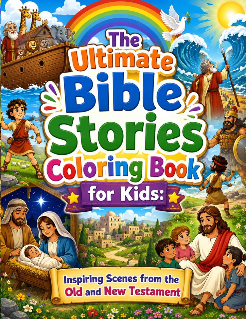 The Ultimate Bible Stories Coloring Book for Kids: Inspiring Scenes from the Old and New Testament