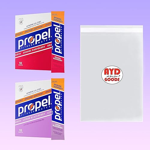 Miniatura 2 de AYD Goods Propel Paquete variado de paquetes de polvo de apoyo inmunológico, 20 unidades de paquetes de polvo Propel con vitamina C + zinc, incluye